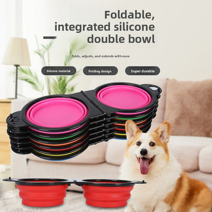 Pet Folding Bowl Dog Rice Bowl Portable One Out