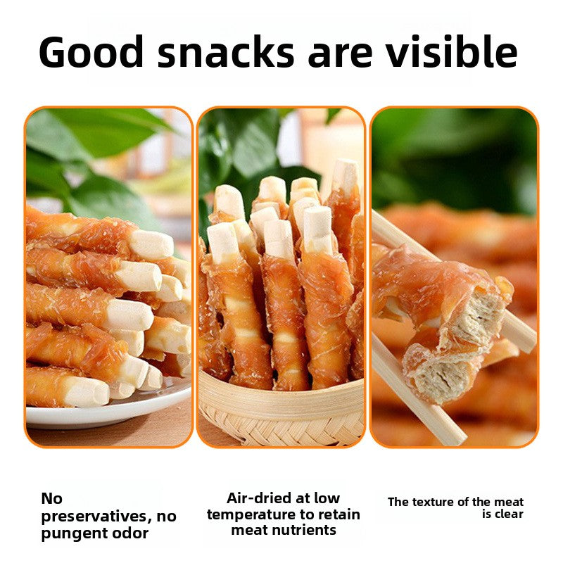 Dog Treats: Chicken-Wrapped Cheese Sticks and Calcium Sticks