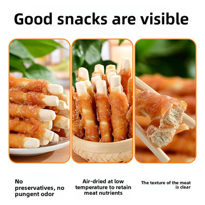 Dog Treats: Chicken-Wrapped Cheese Sticks and Calcium Sticks