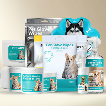 Pet Grooming Wipes and Cleaning Supplies Kit