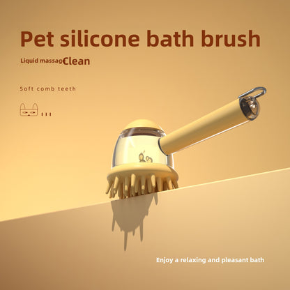 Long handle pet bath brush cat and dog scrub liquid bath comb